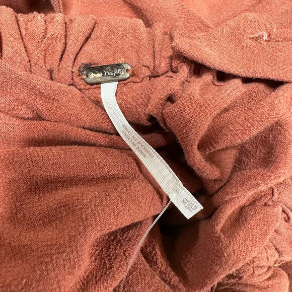 Free People NWT Sienna Smocked Jumpsuit Sumac Size XL Elastic Waist Rope Belt - Picture 4 of 10